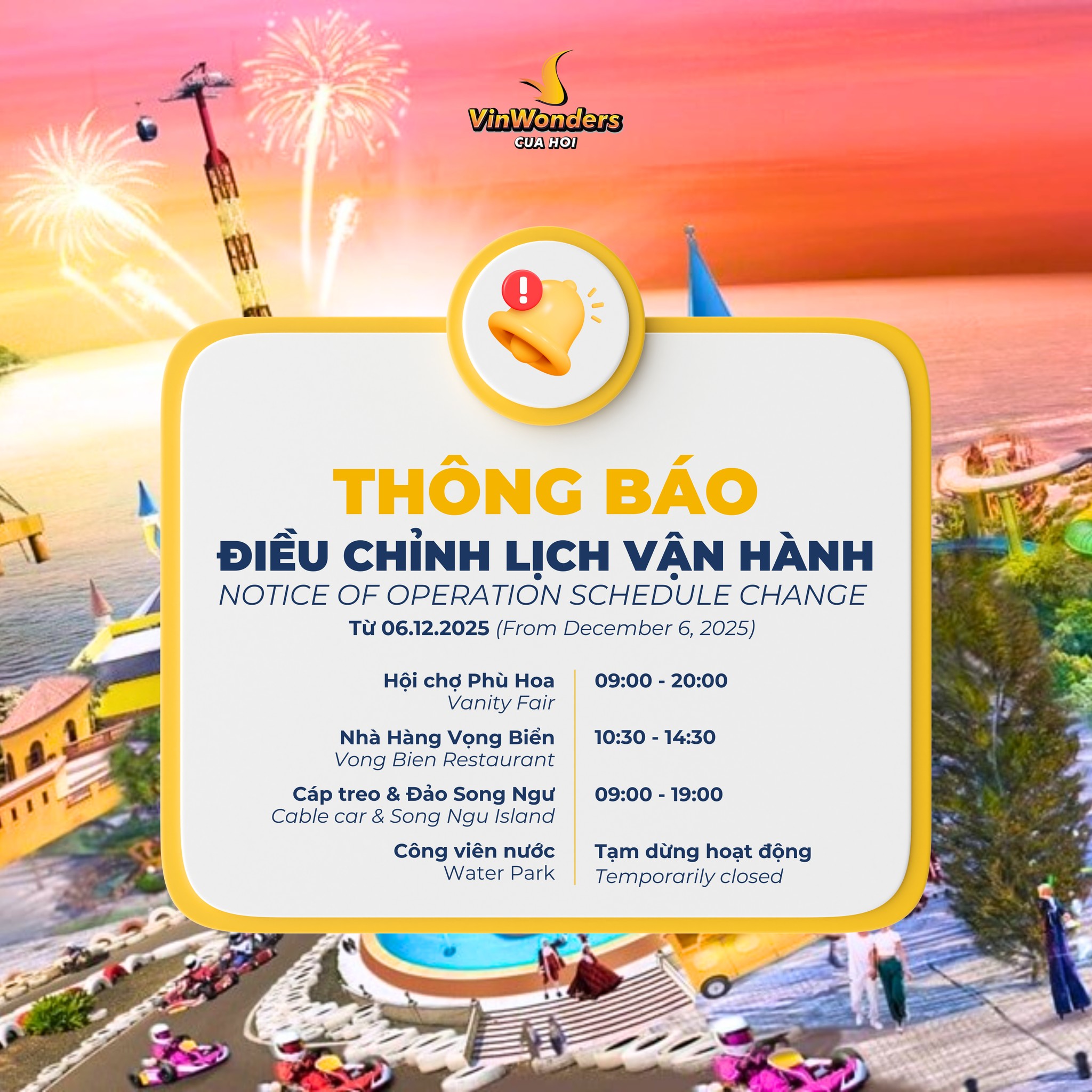 Vé Khu Trò Chơi Ngoài Trời 15 Lịch hoạt động VinWonders Cửa Hộii